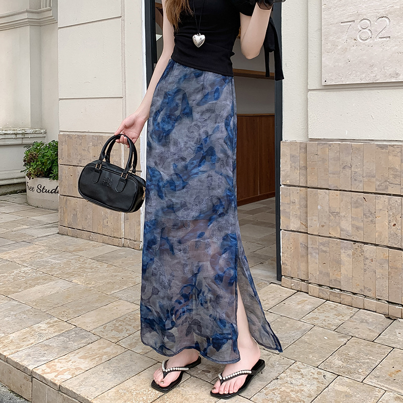 2025 New High-Waisted Slimming Versatile Stylish Elegant Fishtail Skirt Half Skirt Heavy Gradient Skirt