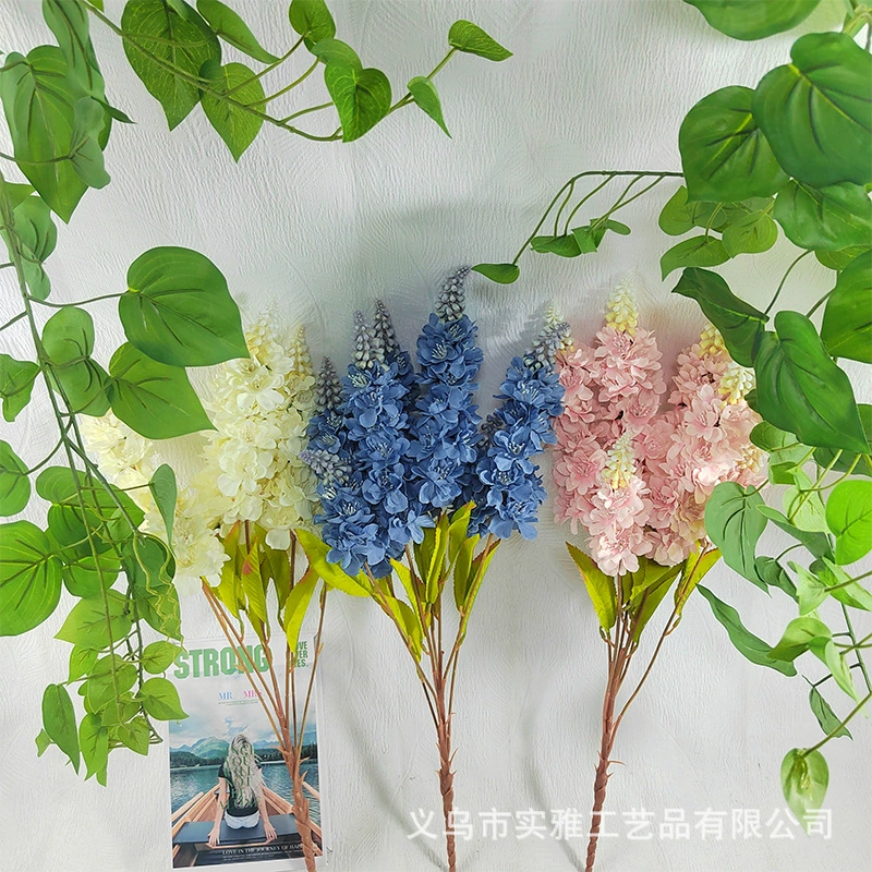 7-лучевой букет гиацинта, синее Делфиниум, искусственные цветы, свадебная композиция цветов, отельные украшения