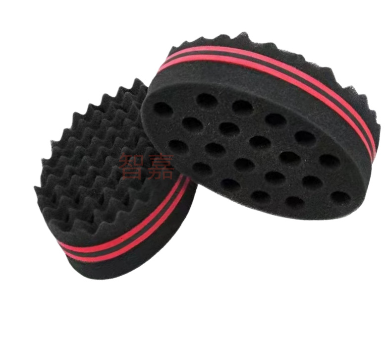 Fuente oval agujero negro rizador de pelo guante esponja negro fábrica de esponja caliente transfronteriza