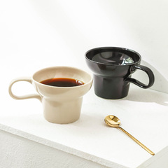 中国古風の広い口の純色のレトロな陶磁器のコーヒーカップの花を引く杯の家庭用事務のコップの卸売りはLOGOを印刷することができます。