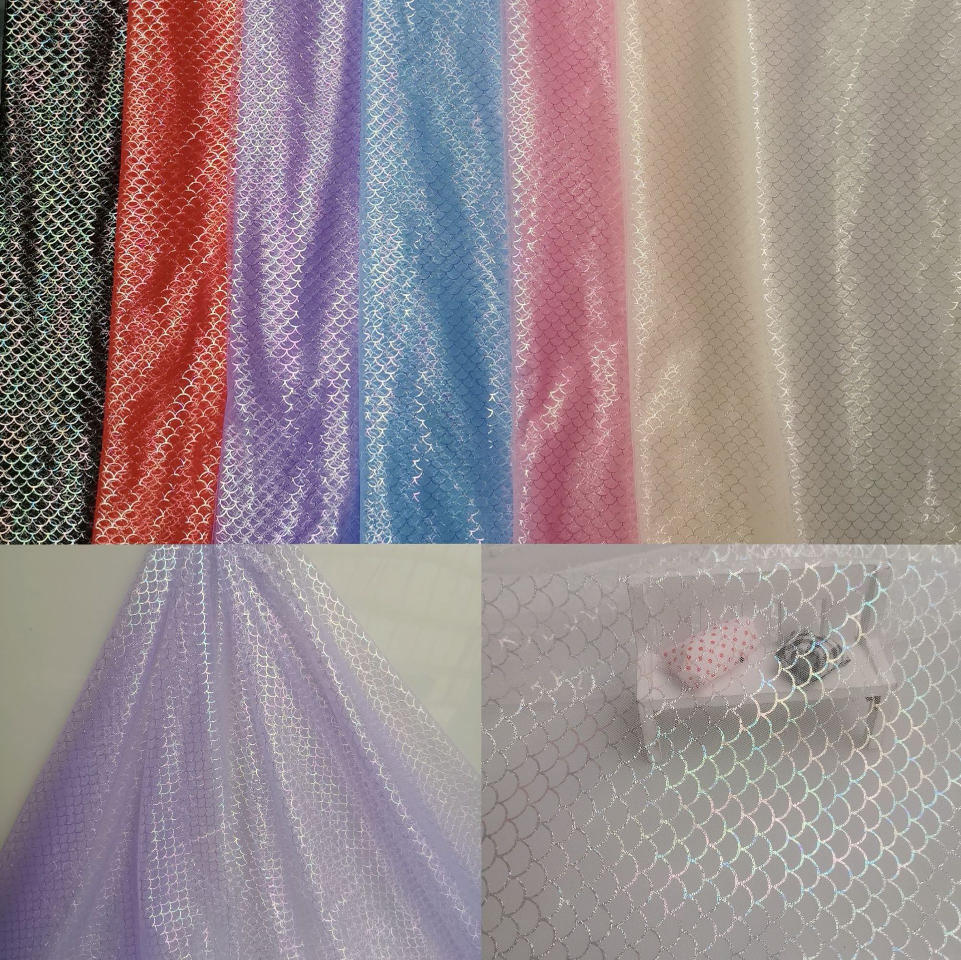 热销款~仙美款锦特美网纱幻彩鱼鳞烫膜 颜色亮丽童裙装饰等面料