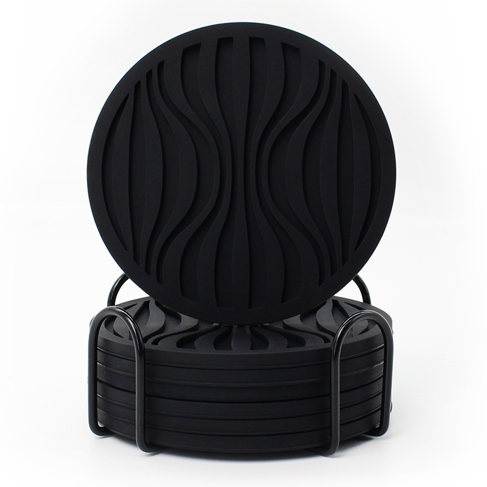 Amazon puede imprimir logo almohadilla de aislamiento térmico juego de silicona posavasos 10cm posavasos de té anti-escaldado alfombra redonda antideslizante para el hogar