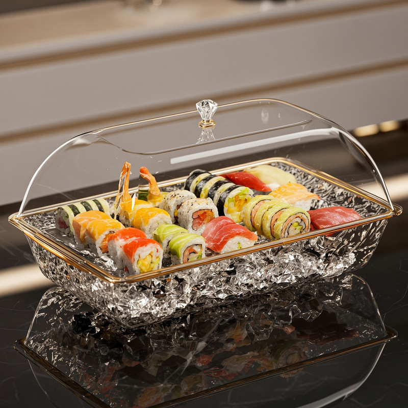 PC color box ice tray set for food preparation, dessert cake tray, frozen sushi and sashimi container with lid, transparent tray PC color box ice tray set for food preparation, dessert cake tray, frozen sushi and sashimi container with lid, transparent tray