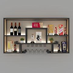 工業風バーのお酒棚の壁掛け式バーのお酒棚の鉄芸の中国式の創意は現代的で簡単で壁に寄りかかって棚を展示します。