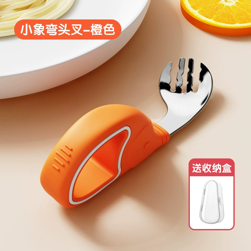 Children's spoon stainless steel, ring, set, silicone tableware for training for feeding