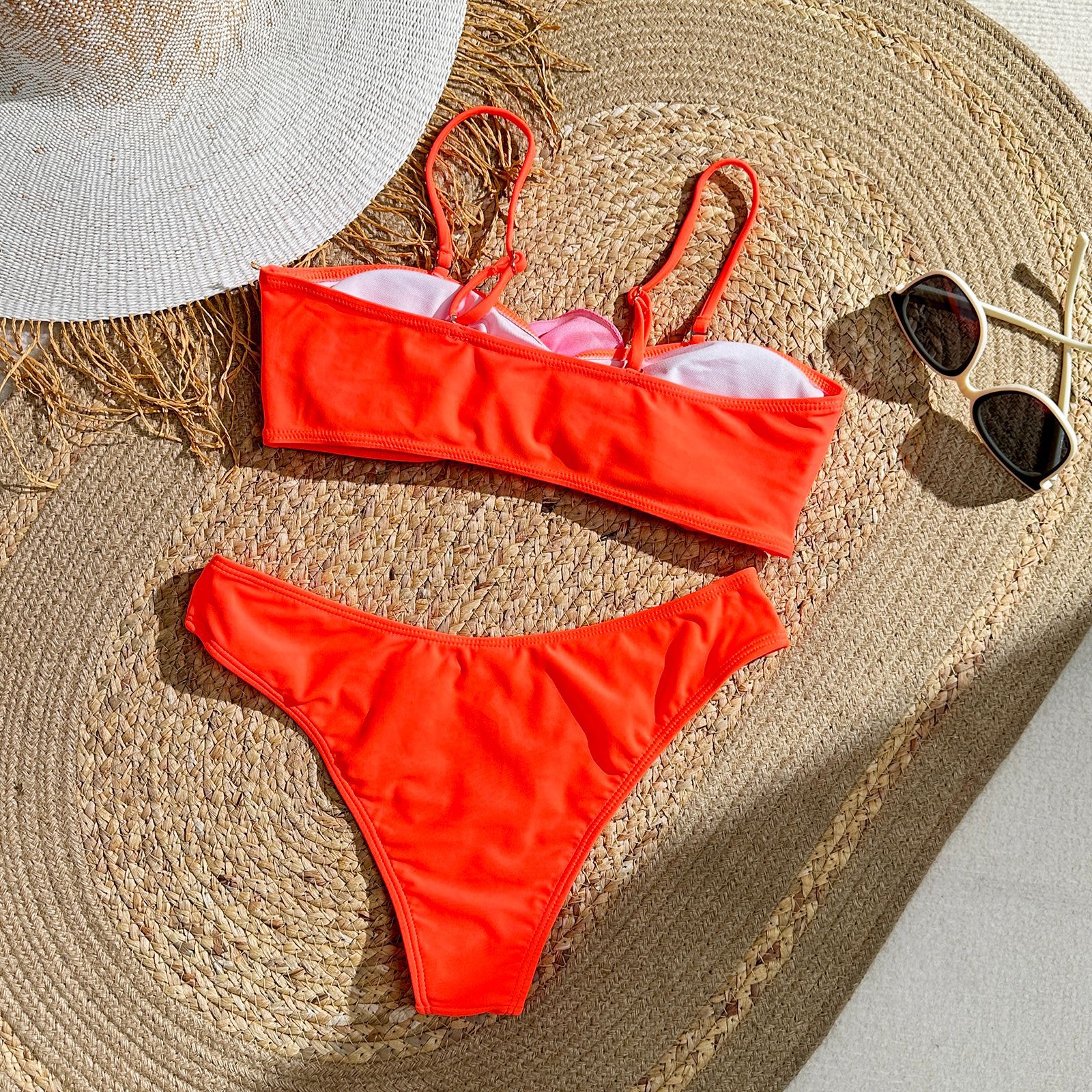 Women's Solid Color 2 Pieces Set Bikinis Swimwear display picture 19
