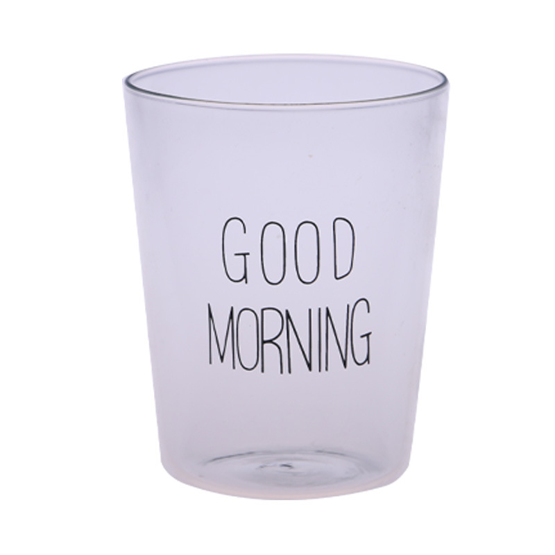 玻璃单层杯good morning早餐杯高硼硅玻璃杯子果汁饮料牛奶咖啡杯