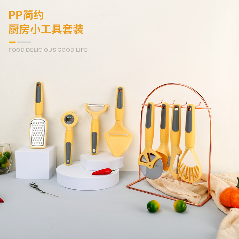 工厂直供塑料厨房小工具削皮器介饼套装蛋糕铲果刨开瓶器木柄家用