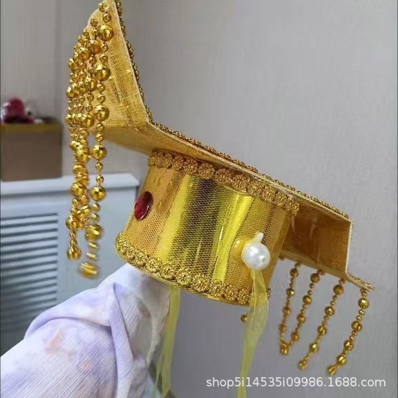 Golden Ming Dynasty-style ancient crown, Hanfu accessory, stage performance hair accessory, adult and children's princess headpiece