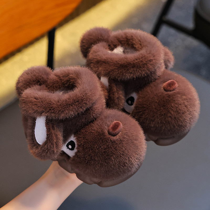 Otoño y invierno bolsas de tacones para niños, botas de algodón para niños y niñas, calentamiento y peluche para cachorros, zapatos de algodón para padres e hijos