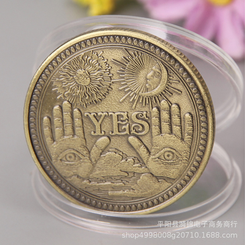 Ancient bronze three-dimensional relief hard YES decision coin NO commemorative coin skull and Angel metal crafts