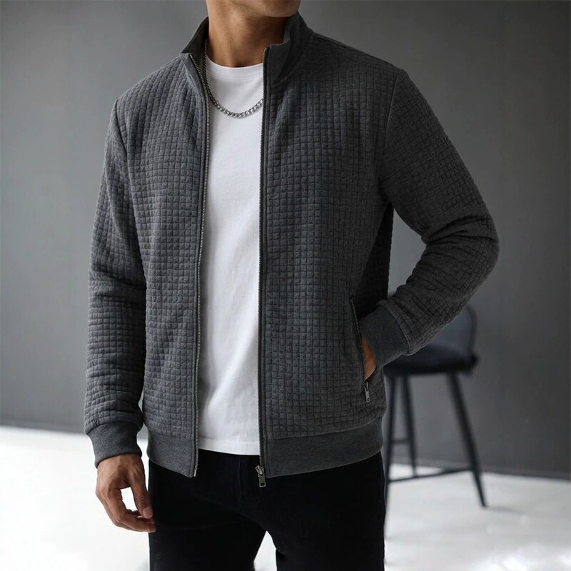 European and American Style Men's Retro Diamond Quilted Jacket with Stand Collar and Leather Elbow Patches, Suitable for Autumn and Winter, Business Casual Trendy Outerwear European and American Style Men's Retro Diamond Quilted Jacket with Stand Collar and Leather Elbow Patches, Suitable for Autumn and Winter, Business Casual Trendy Outerwear