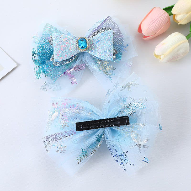 Gauze Material Bow Knot Pattern Girl'S Princess Sweet Bow Knot Gauze Inlay Rhinestones Hair Clip