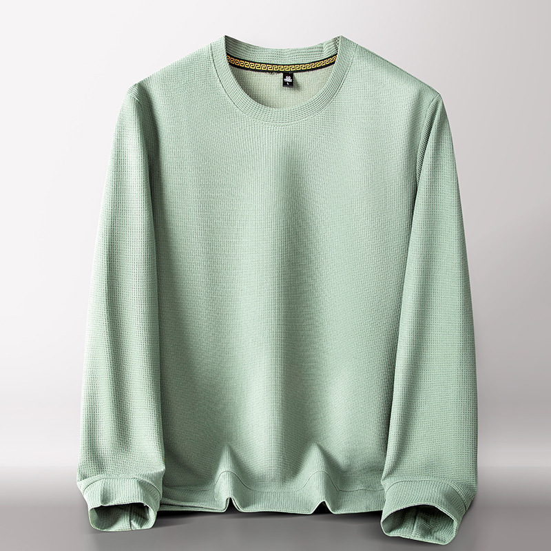 Solid demi-season sports sweatshirt with a round collar for leisure