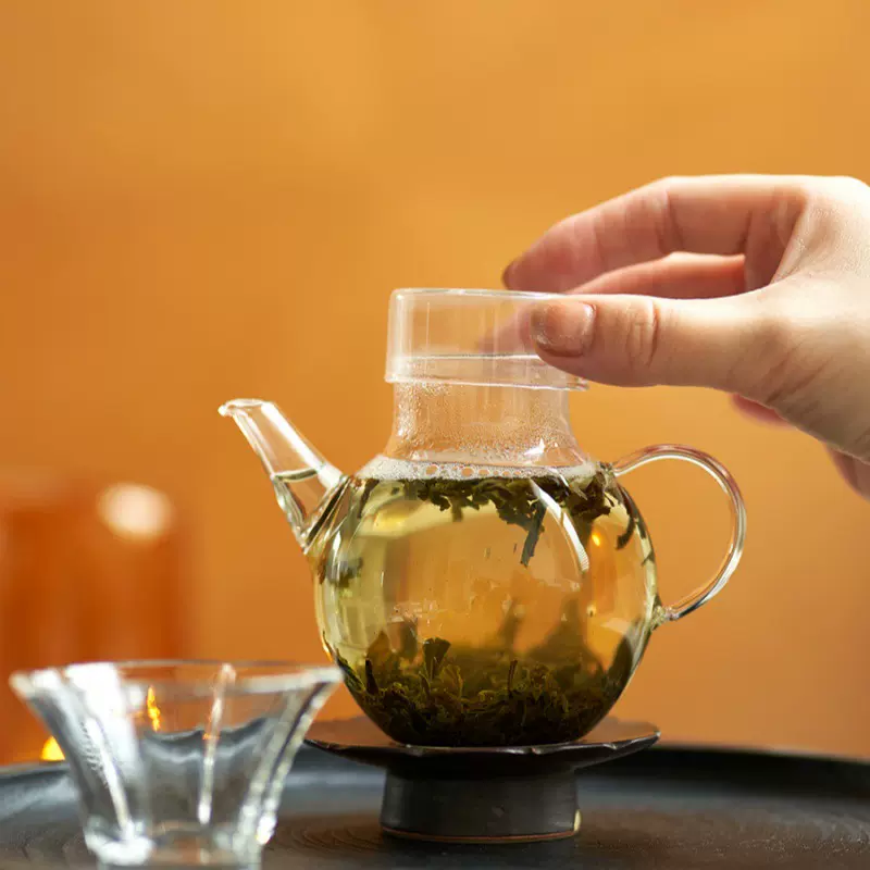 厂家批发高硼硅玻璃茶壶 简约透明家用泡茶壶 单壶一人用小茶壶