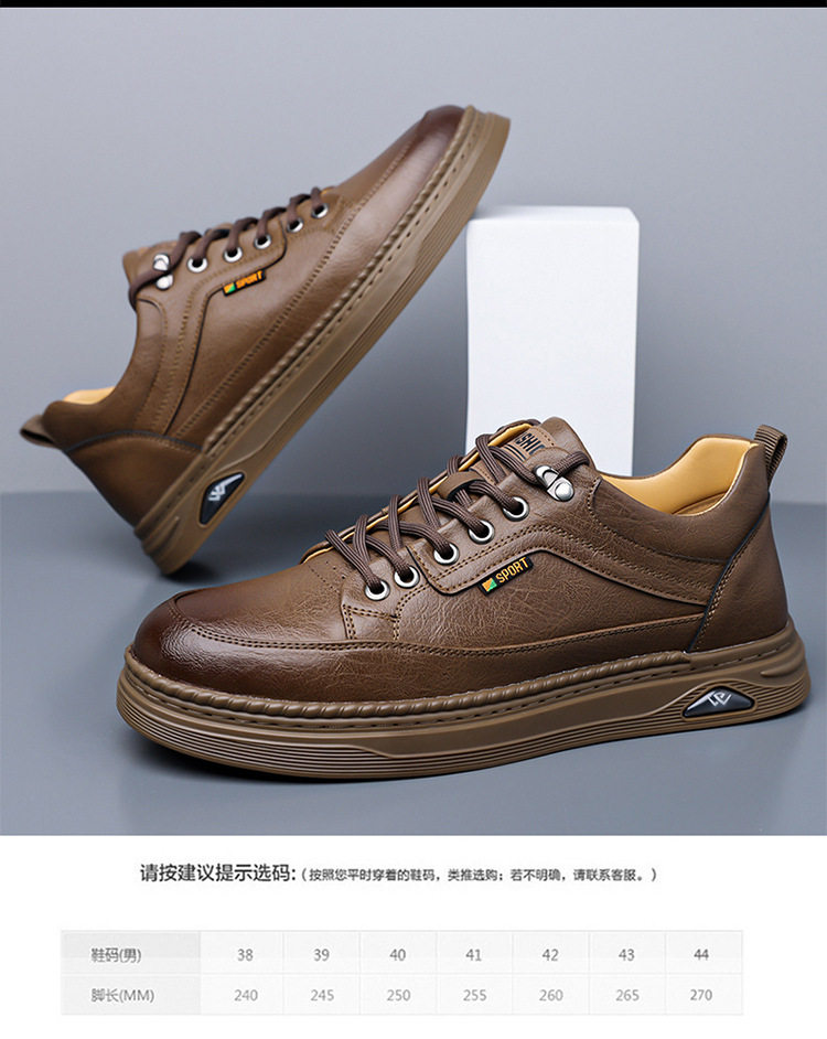 Giày da nam sneaker cổ thấp khâu chỉ thủ công, đế bằng, dây buộc phía trước — Màu nâu, Màu trắng, màu đen chi tiết 8