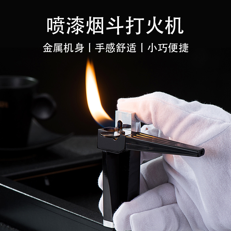 新款烟斗打火机斜火明火充气打火机高品质跨境外贸爆款货源|undefined