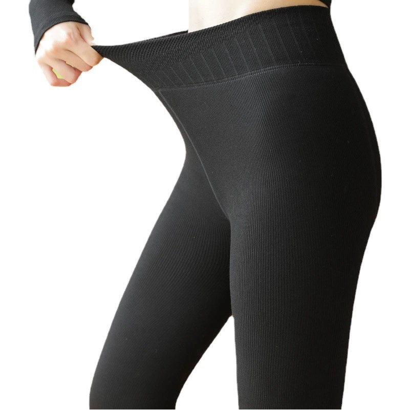 2025 толстые брюки из баранины Given, осенние и зимние утолщенные леггинсы для женщин, хлопковые леггинсы с высокой талией в вертикальную полоску, леггинсы на флисовой подкладке, штаны-шаги