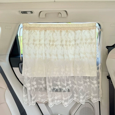 Car Sunshade Side Curtain Suction Cup Car Curtain Baby and Kids Sun Protection and Heat Insulation Car Window Sunshade Sun Protection (Car curtains) - lace-flower-single-open-sunshade-curtain