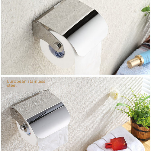 Hotel Guesthouse Stainless Steel Tissue Holder Bathroom Toilet Paper Box European Style Toilet Paper Holder Bathroom Toilet Paper Roll Holder Engineering