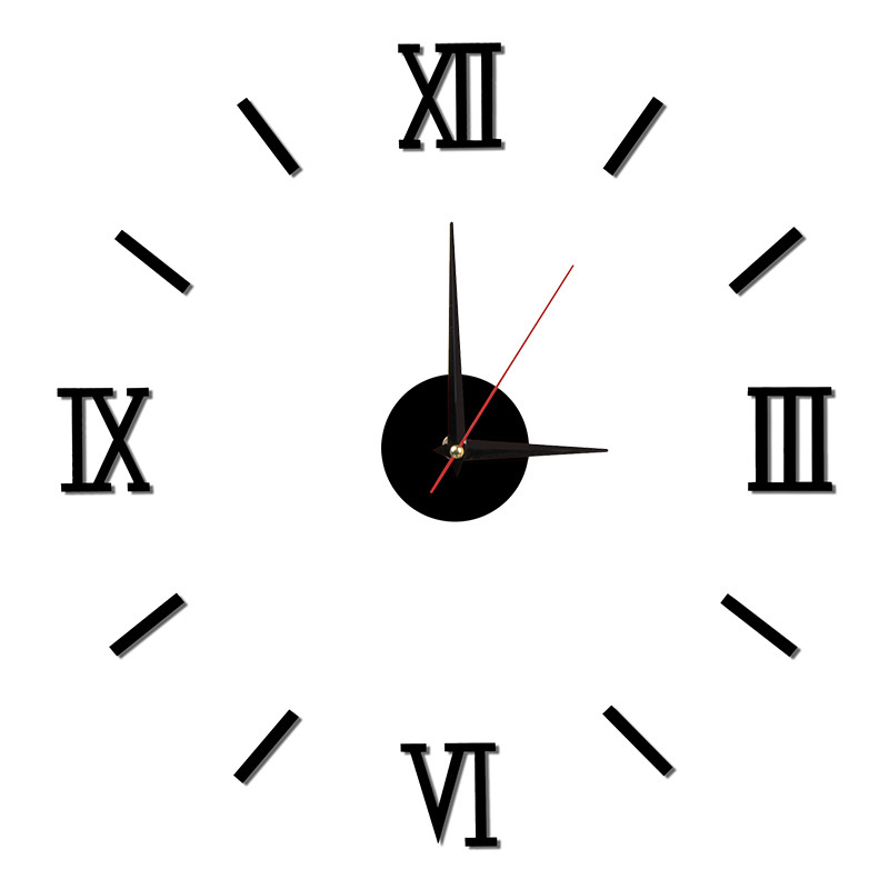 Amazon transfronterizo simple sala de estar reloj de arte DIY mudo Reloj de pared 3D tridimensional ponche-libre decorativo etiqueta de la pared reloj