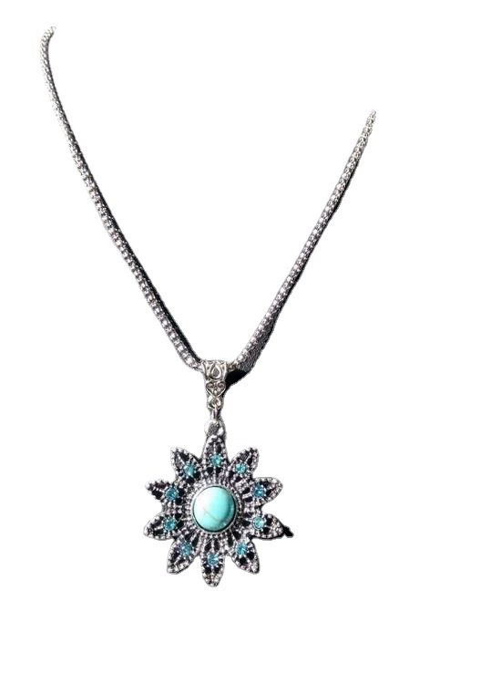Turquoise earrings solar-powered, necklace, chain, set