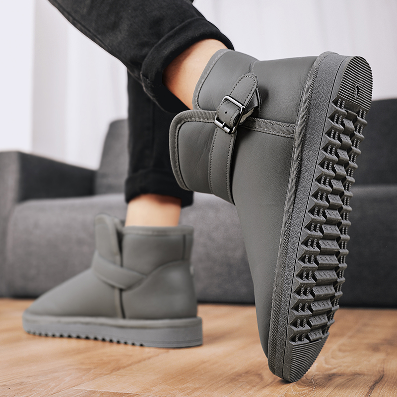 Erkekler için kar botları, 46, peluş ve kalın deri kışlık, lage wam pamuklu ayakkabılar, 45 numara, siyah boncuklu botlar,_voghion.com