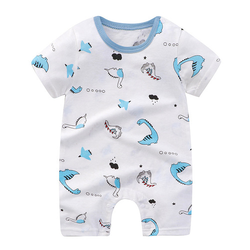 Summer Baby Onesie, Pure Cotton Toddler Hooded Romper, Thin Style with Short Sleeves, Newborn Crawling Outfit, Infant Bodysuit