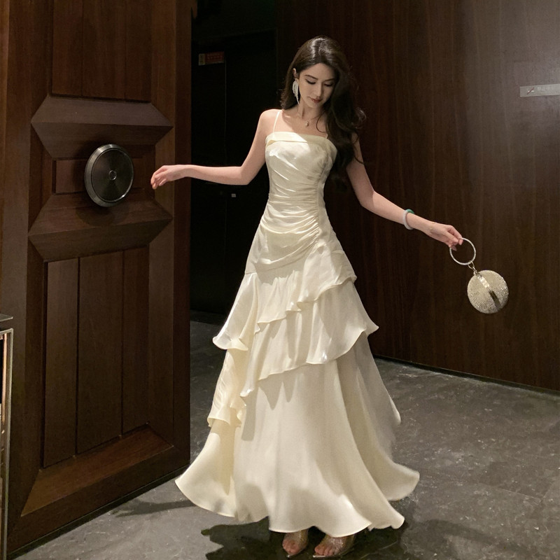 Niche Light Luxury High-end Sling dress Adult Ceremony Fishtail Birthday Gown