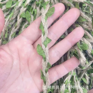 现货供应DIY仿真树叶麻绳织带绿叶麻绳花边节日装饰工艺品辅料