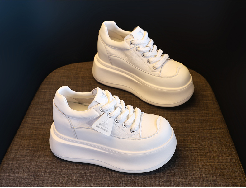Giày sneaker nữ đế dày tăng chiều cao siêu nhẹ phong cách thể thao — màu trắng chi tiết 4