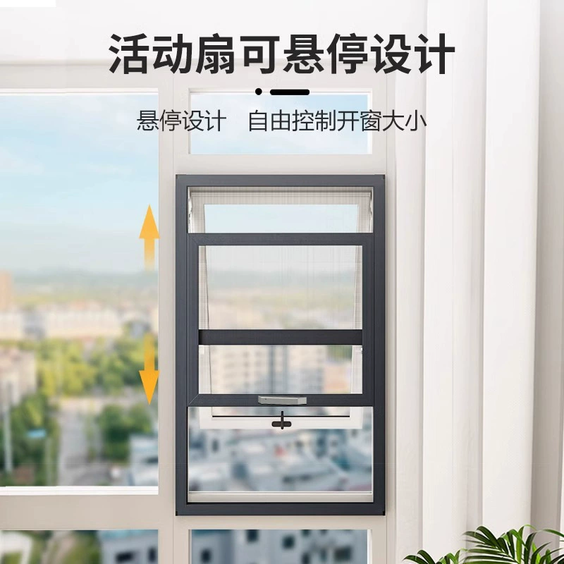 Diamond mesh screen window without punching toilet balcony up and down push-pull aluminum alloy outer casement two push-slide sand window doors