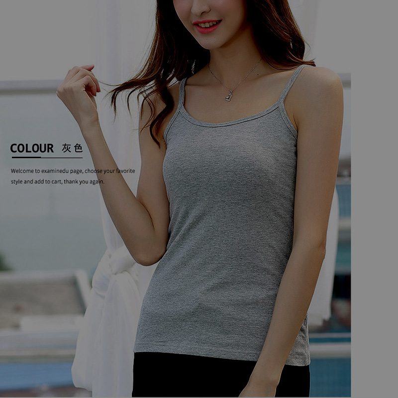 Camisola de algodón para mujer ropa exterior de verano belleza espalda sin mangas Camiseta ajustada ropa interior de mujer de verano Top para mujer image 15