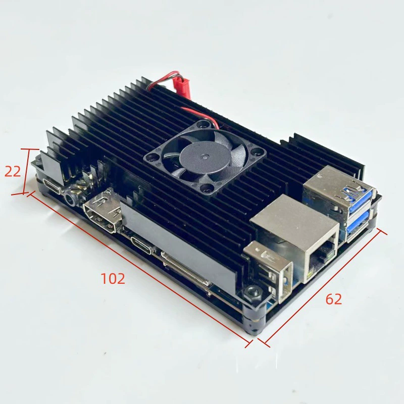 Корпус OrangePi 5B Box Orange Pi 5 — алюминиевый охлаждающий кожух с вентилятором для охлаждения