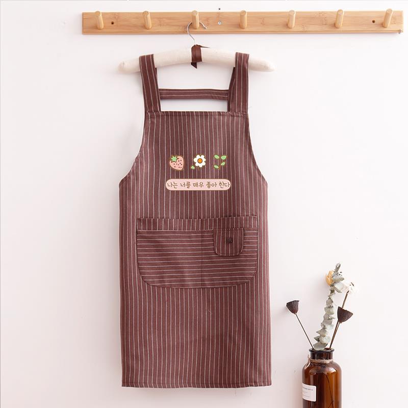 단층 스트랩 스트라이프 코리안 플로럴 브라운