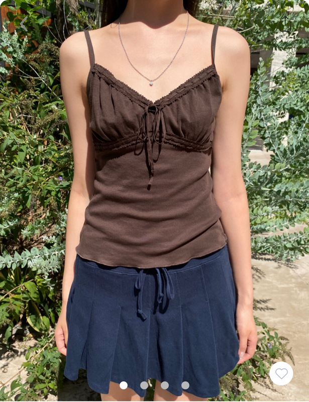 Bm Style Beautiful Brown Lace-Up Camisole for Women, Versatile Slim-Fit Inner Top