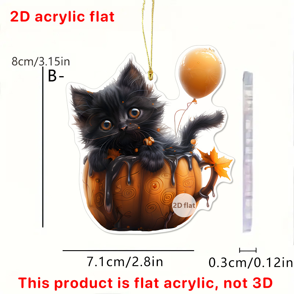 Halloween Púrpura Fairy y Chickpea Cat Keychain Colgante Decoración acrílica 2D Colgante Decoración del automóvil