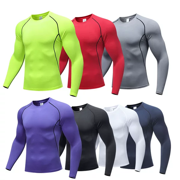 Foreign Trade Tight-Fitting Long-Sleeved Men's Sports Running Sports Training Basketball Bottoming Top Quick-Drying Breathable Fitness Clothing Shaping