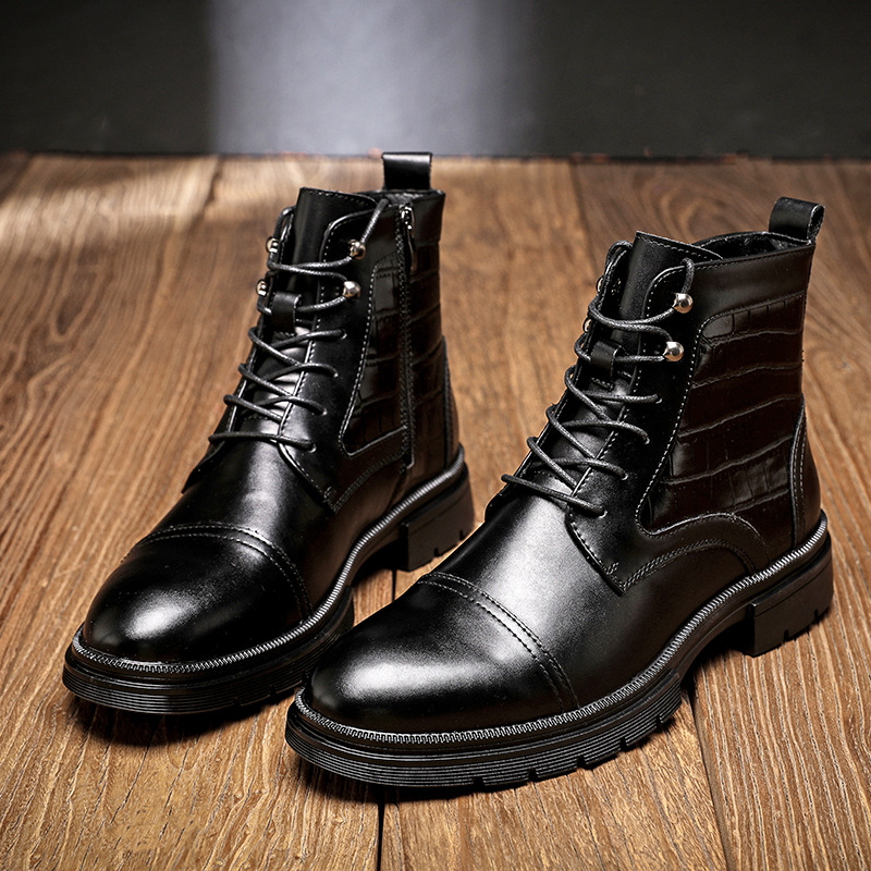 Botas de cuero de hombre de tamaño grande transfronterizo otoño y invierno nuevas botas Martin de moda de hombre estilo británico zapatos de cuero casuales botas retrógradas