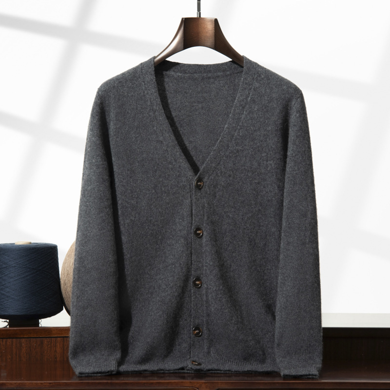 New Autumn and Winter Men's V-Neck Cardigan Jacket Loose Casual Knit Sweater Jacket New Autumn and Winter Men's V-Neck Cardigan Jacket Loose Casual Knit Sweater Jacket
