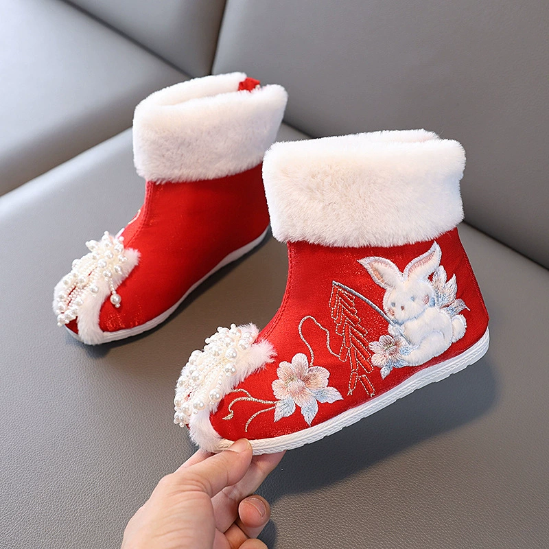 Детский Hanfu китайский стиль плюс бархатные сапоги для девочек