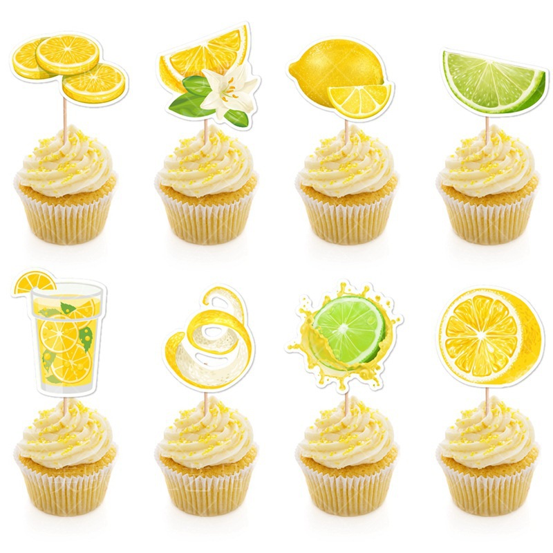 Decoración de fiesta hawaiana transfronteriza Decoración de pasteles Cupcakes de limón Plugin Decoración de cumpleaños Tarjeta pequeña