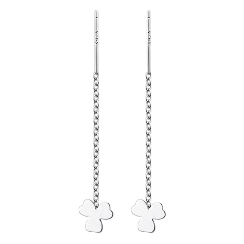 S925 plata fresca suerte pendientes para estudiantes estilo coreano simple gotas para los oídos cadena neta trébol rojo líneas al por mayor