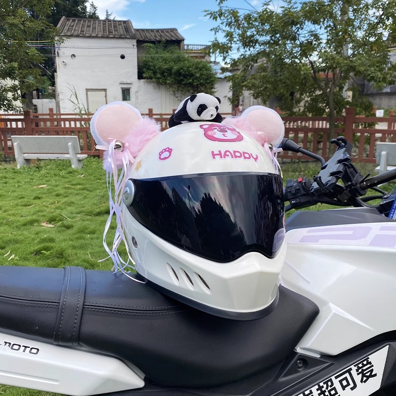 Helmet Decoration Plush Creative Tassel Thick Pink Bear Detachable Universal