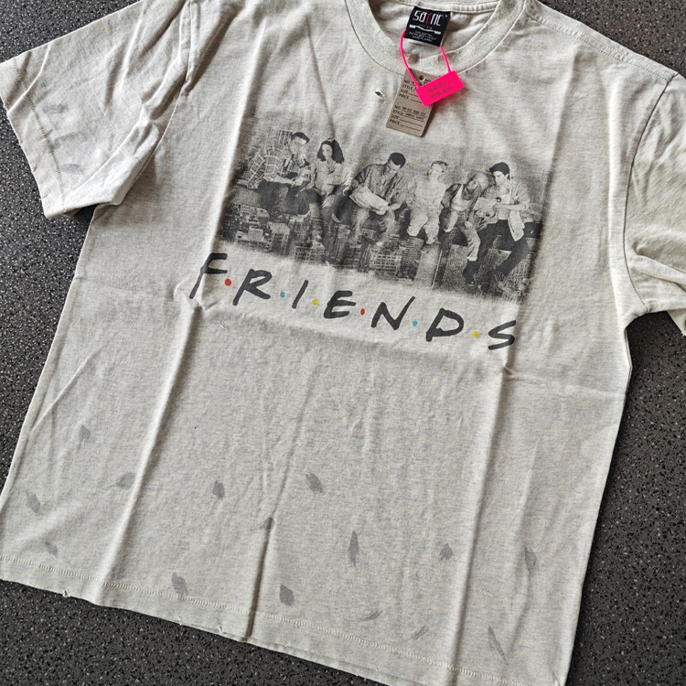 Saint Michael友谊万岁花灰vintage水洗复古做旧宽松VTG短袖T恤男