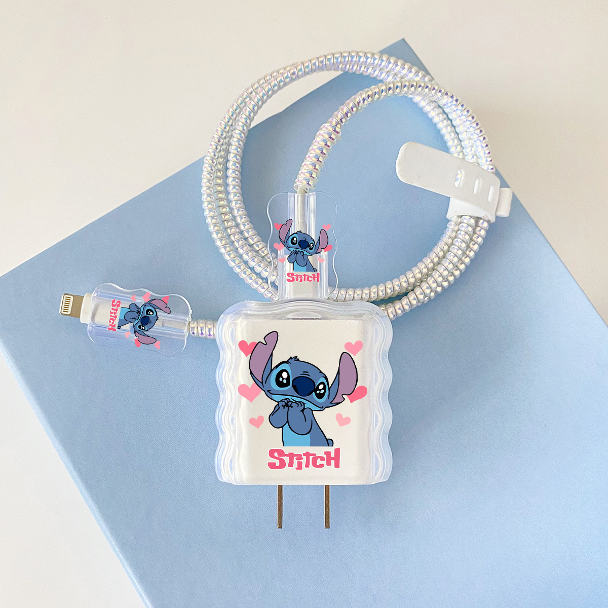 Apple 20w-A9 스티치 오버레이 헤드기어 + 물결선 클립 + 1m 레이저 흰색 로프 + 흰색 스트랩