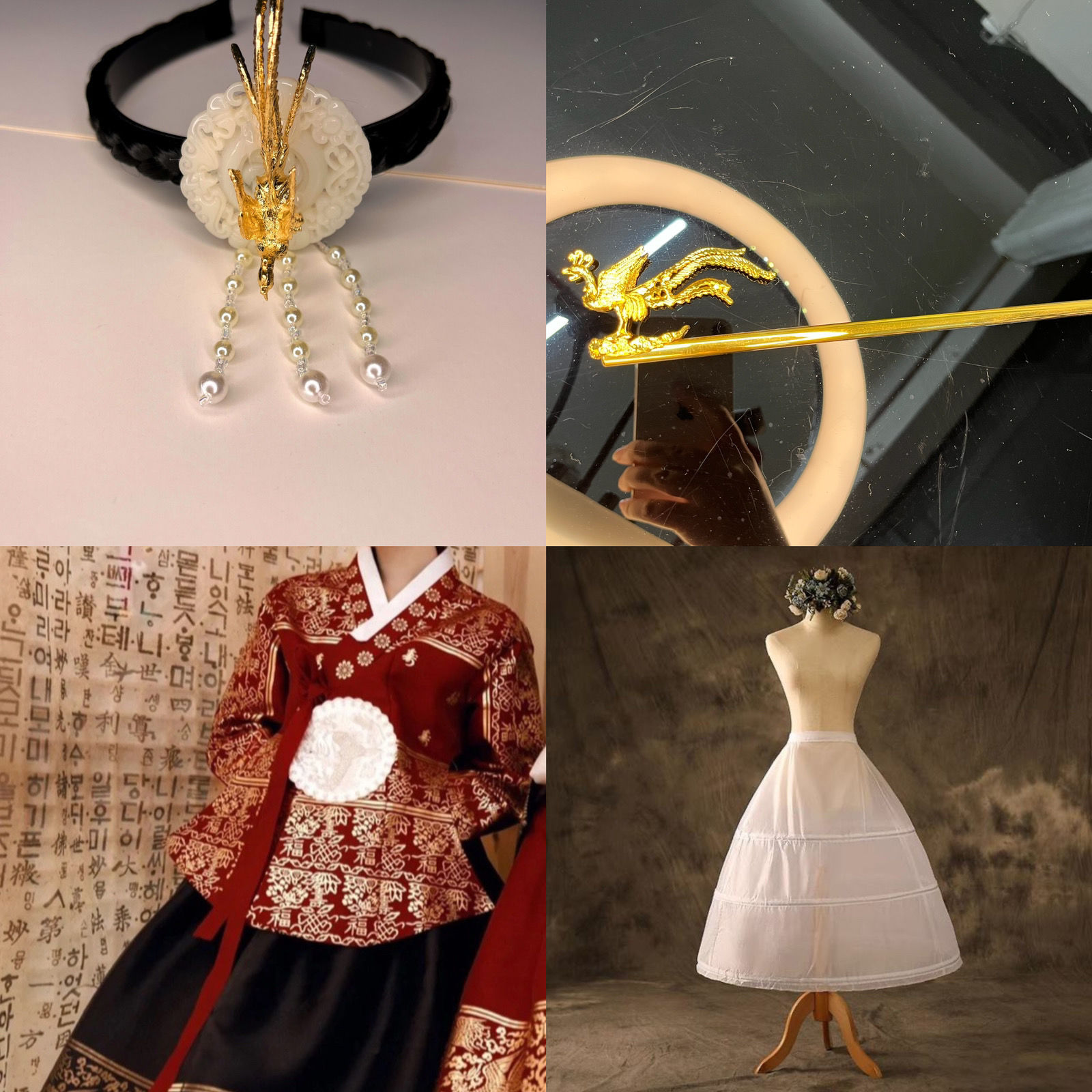 빨간 드레스와 검은 드레스, 금발 머리핀 10개, 금발 머리핀 10개, 소동 10개