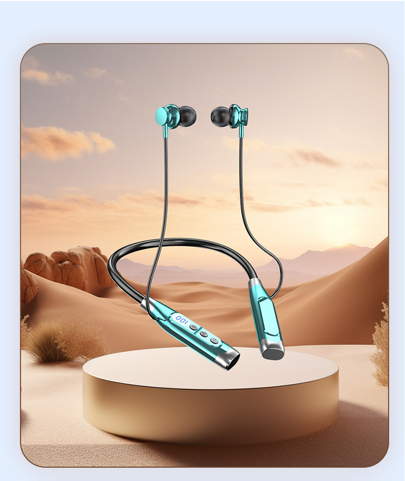 2025 New Model Neckband Bluetooth Karaoke Headphones with Card Slot, Heavy Bass, Long Standby Time, Suitable for Men and Women for Sports Wear