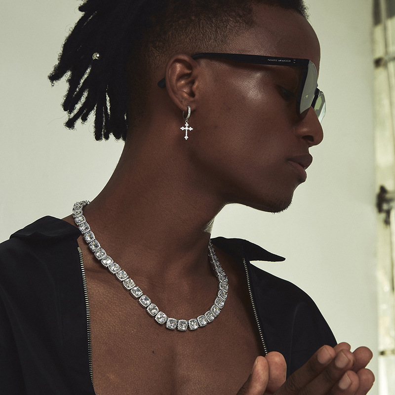 Street Occasion 1 Pair Hip-hop Cross Inlay Copper Zircon White Gold Plated Drop Earrings