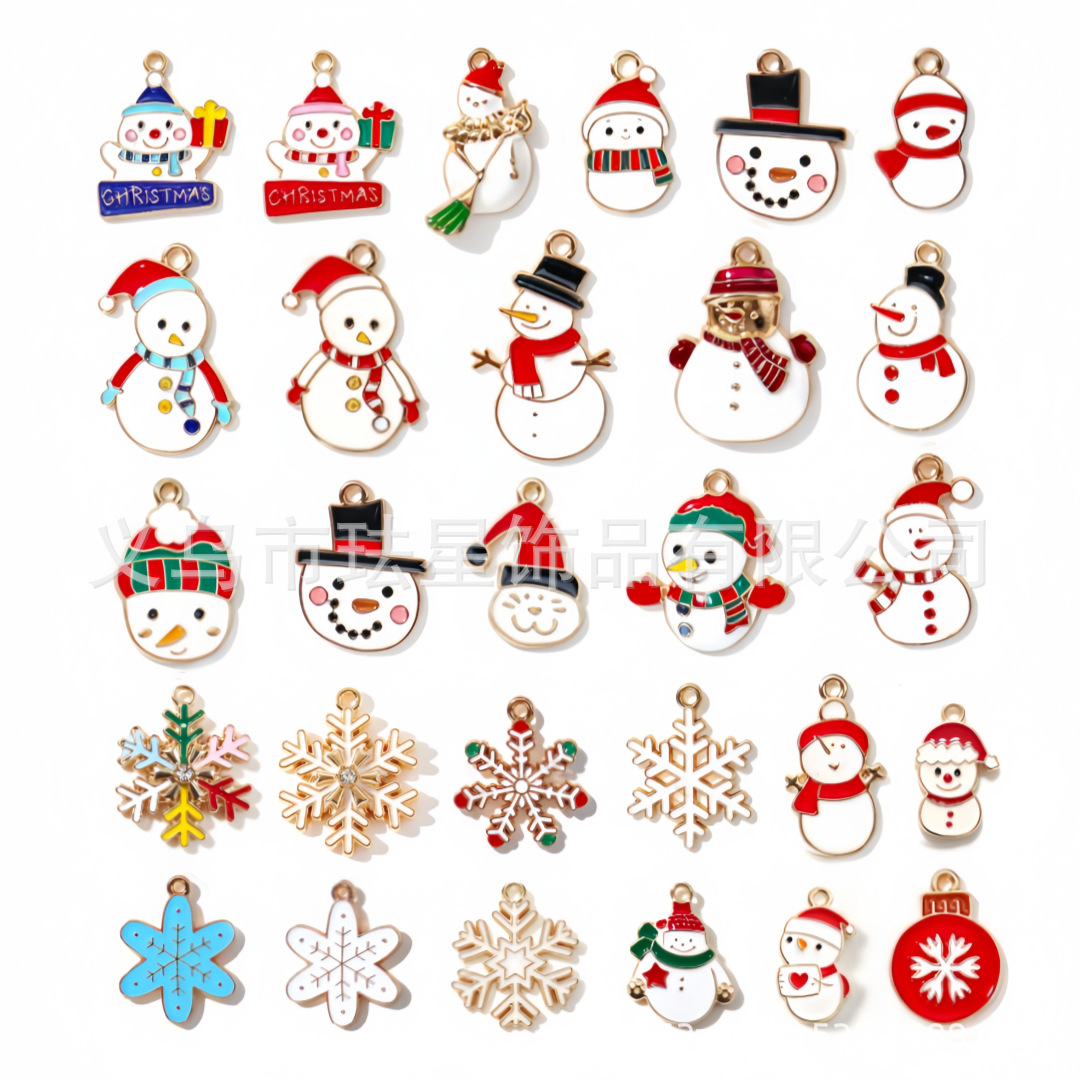 Christmas Alloy Pendant Oil Dropping Small Pendant DIY Earrings Necklace Bracelet Jewelry Accessories Christmas Snowman Snowflake